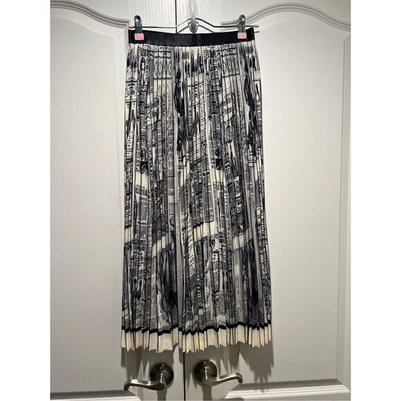 Zero degrees Celsius Newspaper Vintage Print pleated Midi Skirt Size S NWOT$230 - Picture 2 of 5